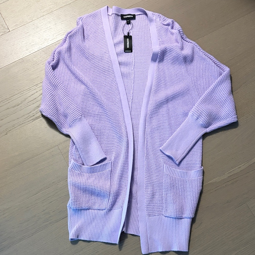 Lilac purple Open-Front Express Cardigan